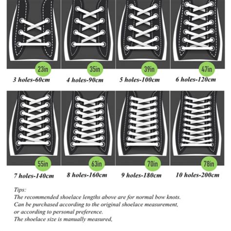 shoe laces size chart.